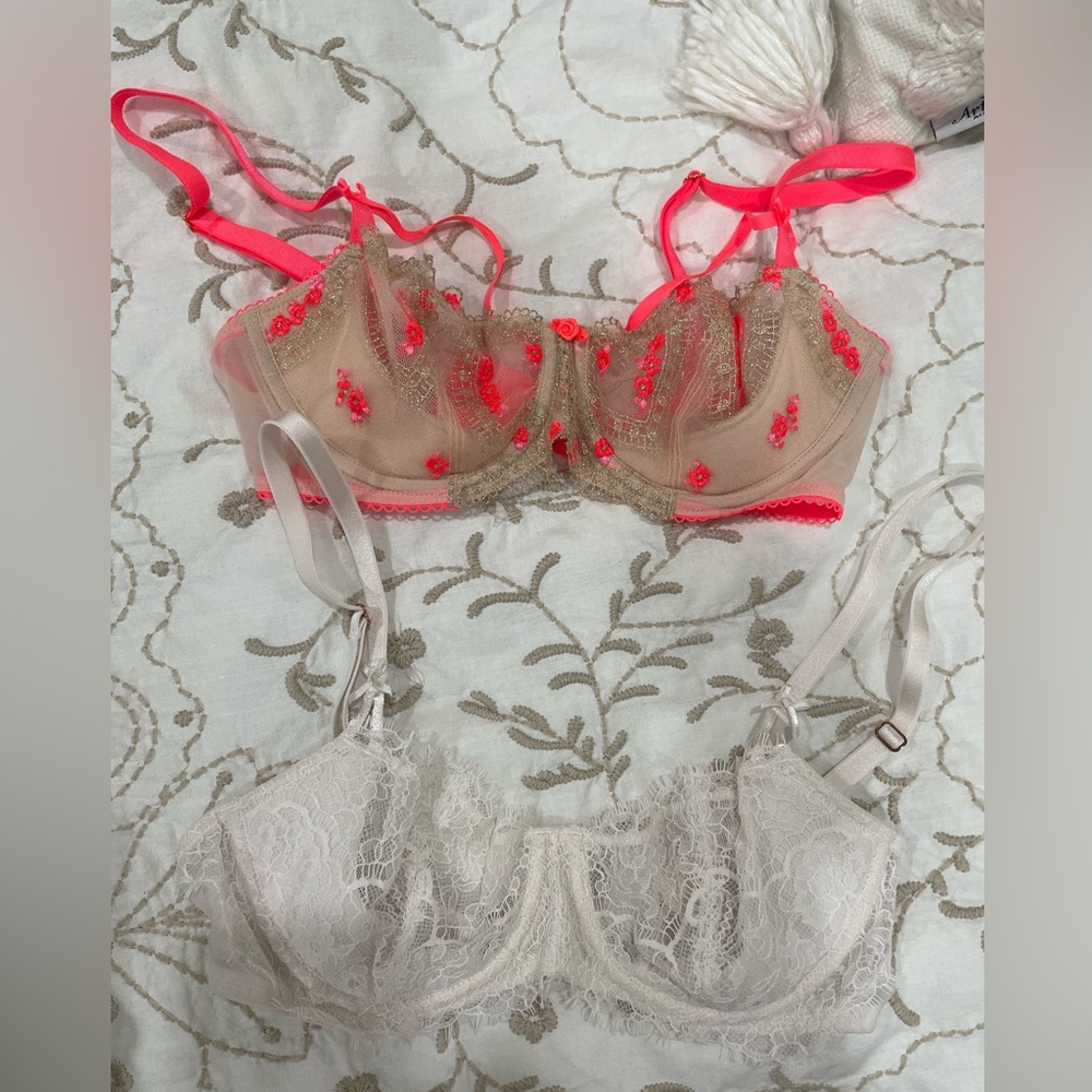 Victorias secret wicked unlined balconette push up bras, lace, lot of 2